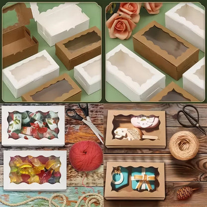 5/10pcs Gift Box with Clear Window - For Desserts, Pastries, Candies and Chocolates - Perfect for Weddings, Birthdays and more