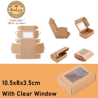 10/30pcs small gift craft handmade kraft paper box, wedding party birthday paper gift box (with stickers)