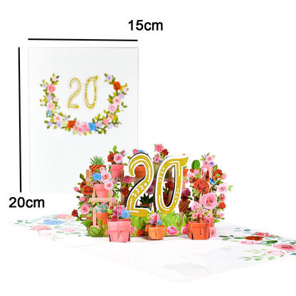 Pop Up Anniversary Card 1st 10 28 21 30 Number Figure 3D Greeting Cards for Birthday Wedding