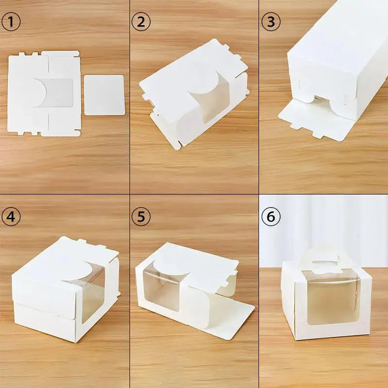 10Pcs Cake Box with Clear Window Paper Gift Packaging Box Wedding Birthday Party Muffin Cake Container Baby Shower Supplies