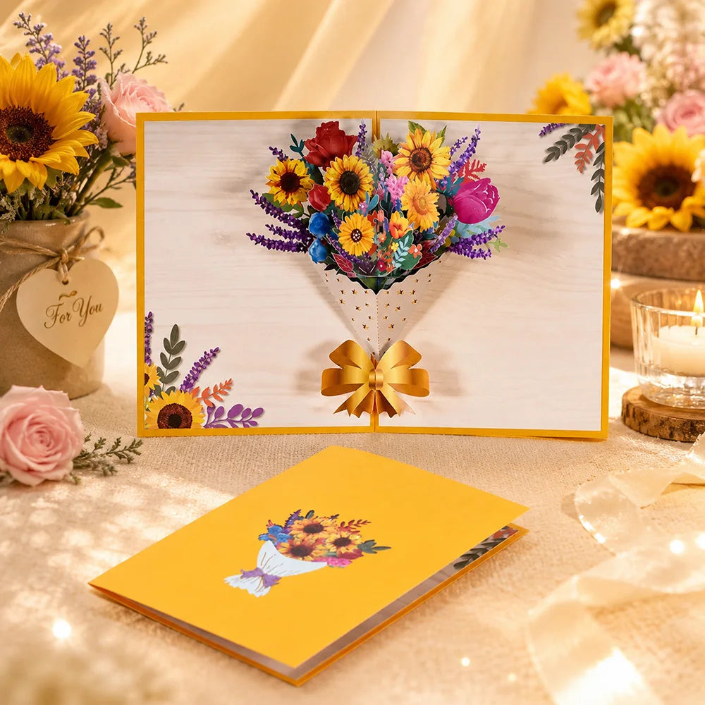 3D Pop Up Flower Greeting Cards Wedding Card Anniversary Thanksgiving Valentines Day Birthday Gift Thank You Card Handmade Cards
