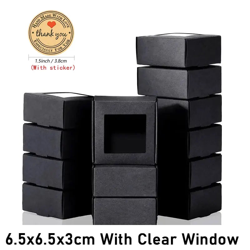 10/30pcs small gift craft handmade kraft paper box, wedding party birthday paper gift box (with stickers)