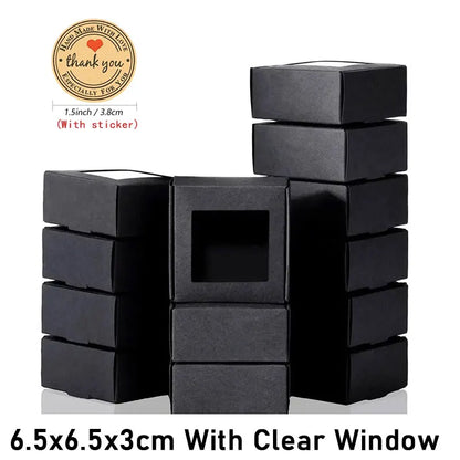10/30pcs small gift craft handmade kraft paper box, wedding party birthday paper gift box (with stickers)