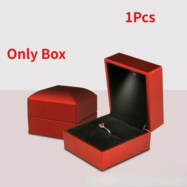 Wholesale LED Ring Box Jewelry Box for Wedding Ring Engagement Ring Box Gift Case Packaging Show Boxes with Light Storage Cases