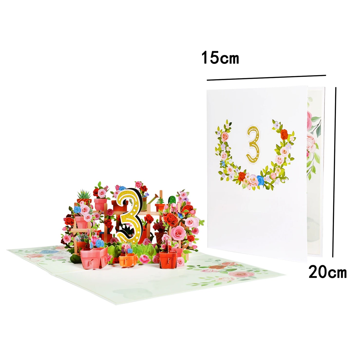 Pop Up Anniversary Card 1st 10 28 21 30 Number Figure 3D Greeting Cards for Birthday Wedding