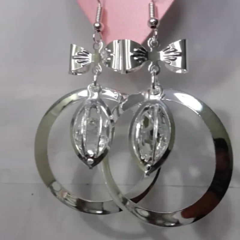 Silver-Toned Drop Earrings for Women