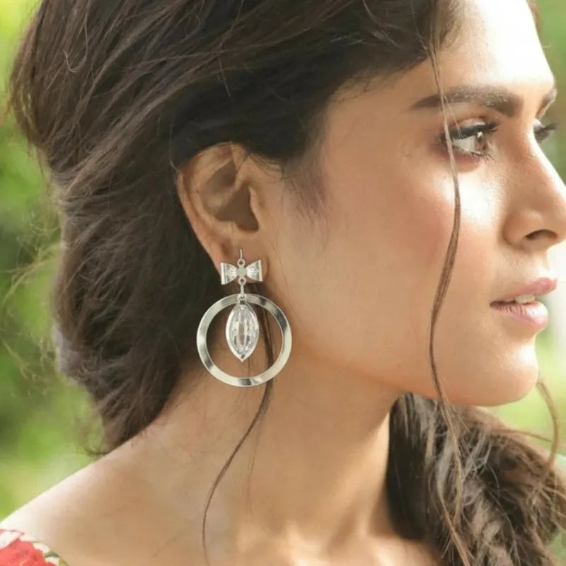 Silver-Toned Drop Earrings for Women