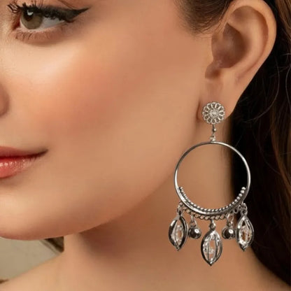 Silver Boho Drop Earrings for Women