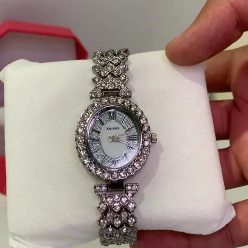 Women’s Rhinestone Luxury Watch with Crystal Bezel