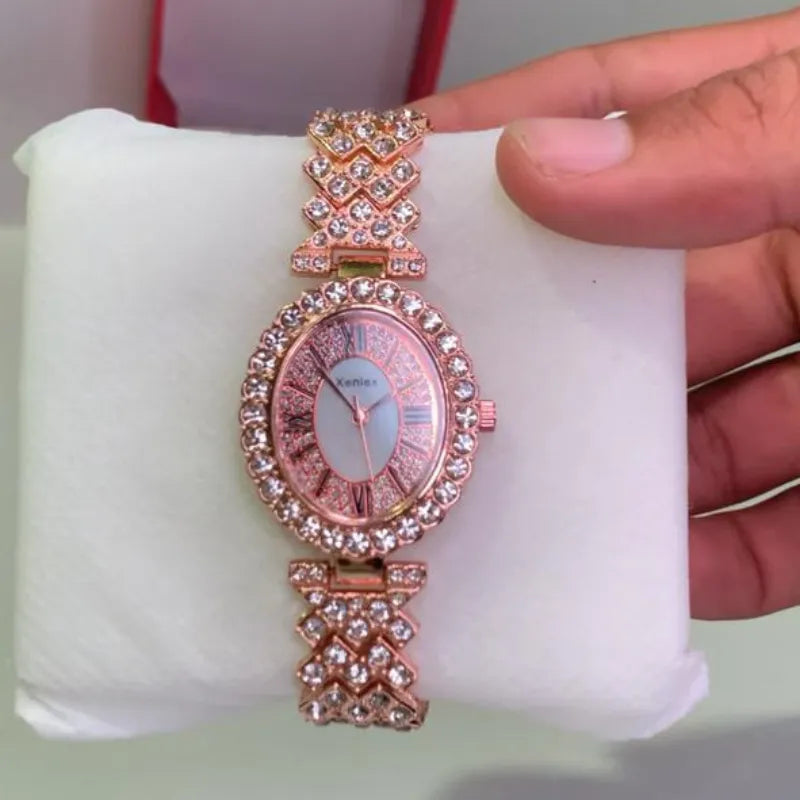 Women’s Rhinestone Luxury Watch with Crystal Bezel